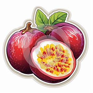 Passion Fruit Vector Illustration On White Background