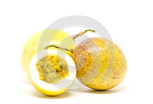 Passion fruit on white background