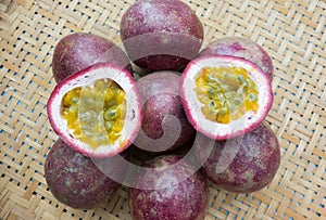 Passion fruit on the wooden