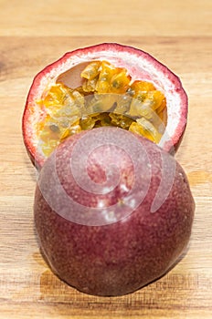 Passion Fruit. Wooden. Vitamin. Health. Top. View