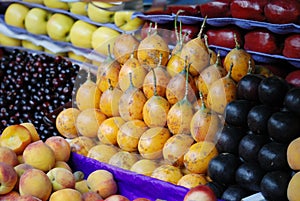 Passion fruits at street food in Mexico.