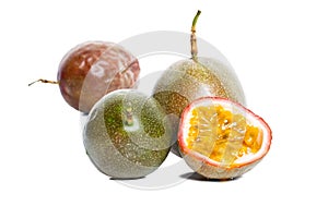 Passion fruits in white background