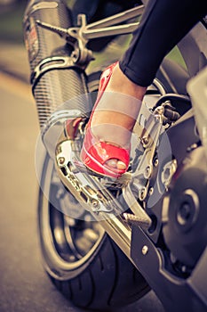 Passion for shoes and motorcycle. photo