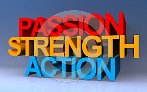 passion strength action on blue