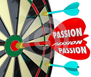 Passion Word Desire Focus Dart Board Dedication Commitment Target