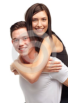 The passion of youg love. A cropped portrait of a happy and affectionate young couple isolated on white.