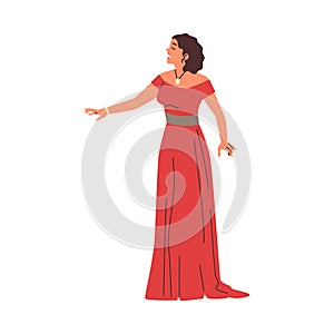 Passionate actress in monologue vector illustration