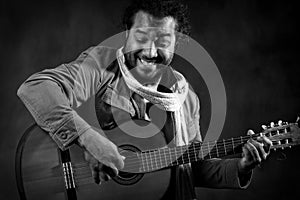 Passionate Afro Man Playing Guitar