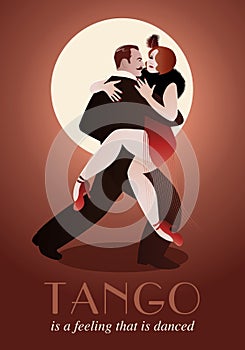 Passionate couple dancing tango