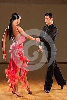 Passionate dancers dancing rumba