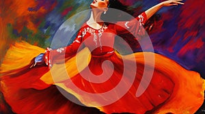 Passionate Flamenco Spanish Dancers: Abstract Art in Vivid Colors.