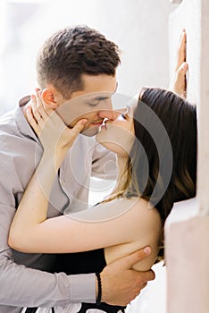 Passionate kiss of a young beautiful couple