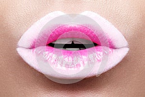 Passionate pink lips,macro photography