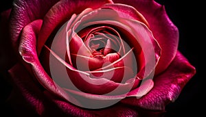 Passionate pink rose petal symbolizes love fragility generated by AI