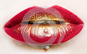 Passionate red lips,macro photography