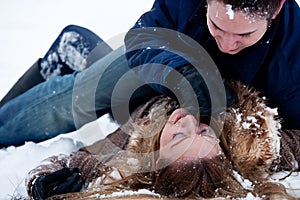 Passionate winter fight photo