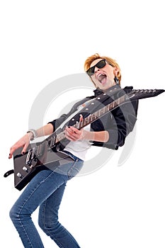 Passionate woman guitarist