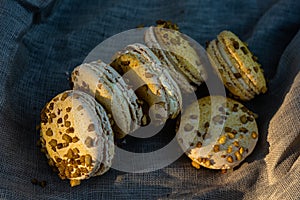 Passionfruit turmeric yellow color macarons