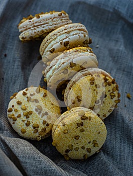 Passionfruit turmeric yellow color macarons