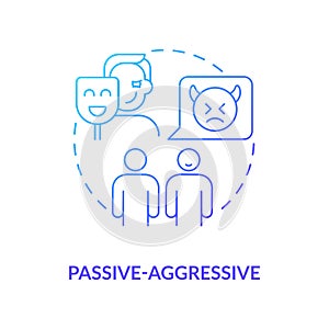 Passive-aggressive blue gradient concept icon