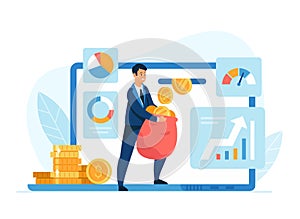 Passive income concept flat vector illustration. Easy money and investor concept