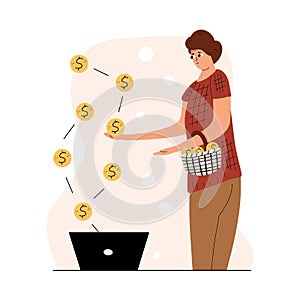 Passive income concept. Make money online. Share profit. Vector illustration in flat style
