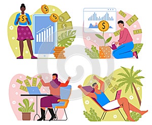 Passive income illustration set