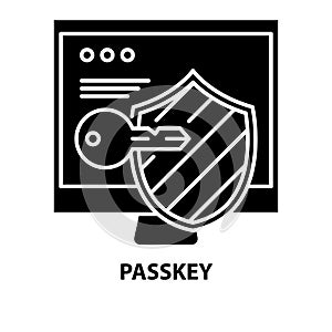 passkey icon, black vector sign with editable strokes, concept illustration