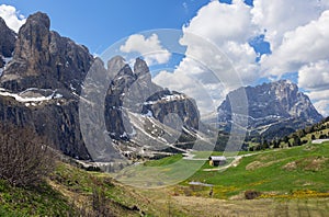 Passo Gardena in the Dolomites of Italy