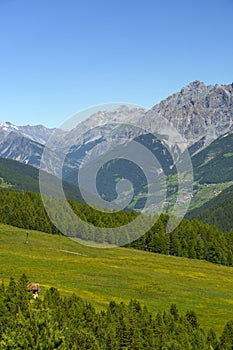 Passo Gavia, mountain pass in Lombardy, Italy, at summer