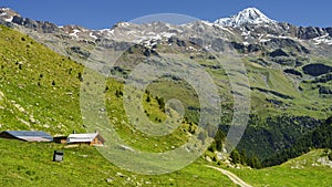 Passo Gavia, mountain pass in Lombardy, Italy, at summer