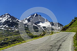 Passo Gavia mountain pass in Lombardy Italy at summer