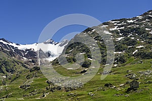 Passo Gavia mountain pass in Lombardy Italy at summer