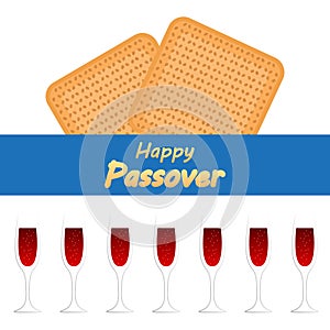 passover Jewish with matzah and wine