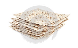 Passover matzos isolated on white. Pesach celebration
