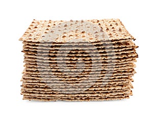 Passover matzos isolated on white. Pesach celebration