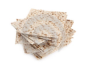 Passover matzos isolated on white. Pesach celebration