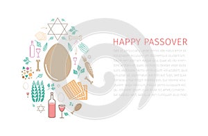 Passover seder banner. Vector illustration.