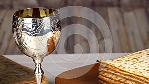 Passover Seder Plate with The seventh symbolic item used during the seder meal on passover Jewish holiday.