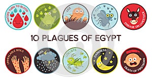 Passover Ten Plagues of Egypt cartoon- Vector