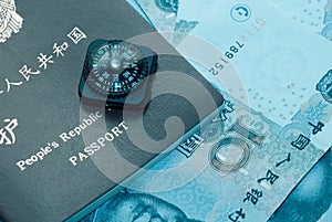 Passport bank note and compass