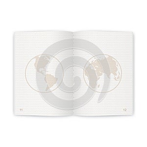 passport blank pages for stamps. empty passport with watermark