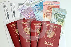 Passport, boarding pass and money