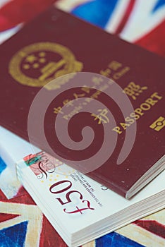 Passport on Britsh flag