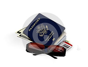 Passport with Cash and Air Ticket