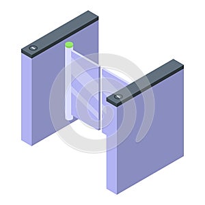 Passport control gates icon, isometric style