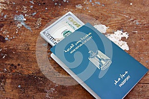 Passport of egypt with money