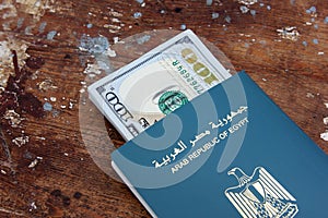 Passport of egypt with money