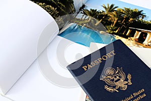 Passport with magazine background