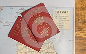 Passport on map - Sri Lanka